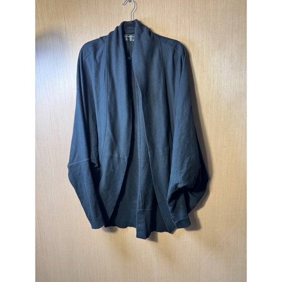 Norma Kamali Black Open Front Cardigan Sweater Knit Jacket Batwing Oversized XL - Picture 1 of 4